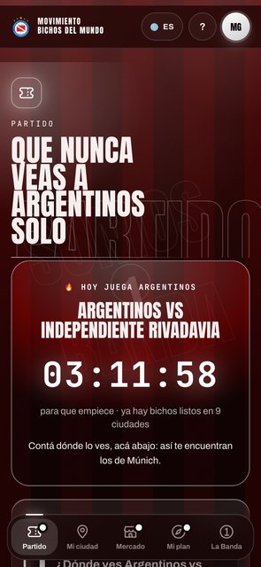 Modo partido: cuenta regresiva y tu entrada