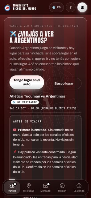 Viajes compartidos a ver a Argentinos de visitante